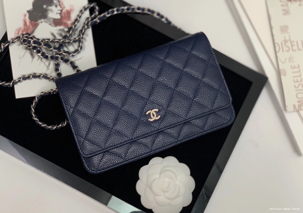 Hyper Peter WALLET HARDWARE WITH SILVER CHANEL CHAIN CAVIAR 0712
